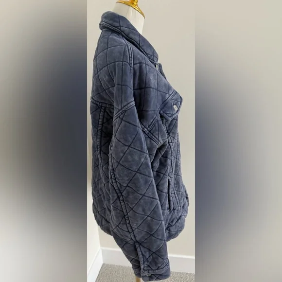 NWT Forever 21 Premium Label Quilted Blue Coat Size M - Picture 2 of 5